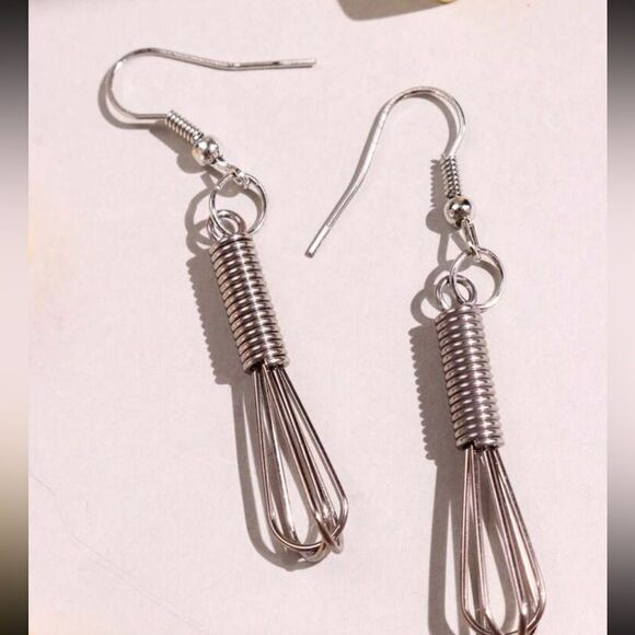 Unique Housewife Chef Inspired Whisk Dangle Earrings - Picture 4 of 11